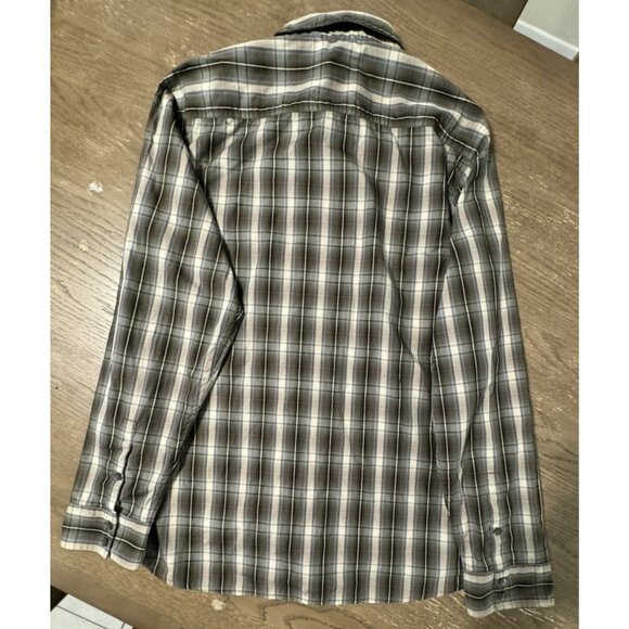 James Perse Men 3 Large Long sleeve Button Up Green Blue Plaid Work Shirt - Picture 9 of 9